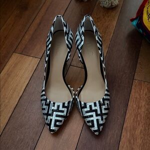 INC International Concepts Geometric Black and White Heels